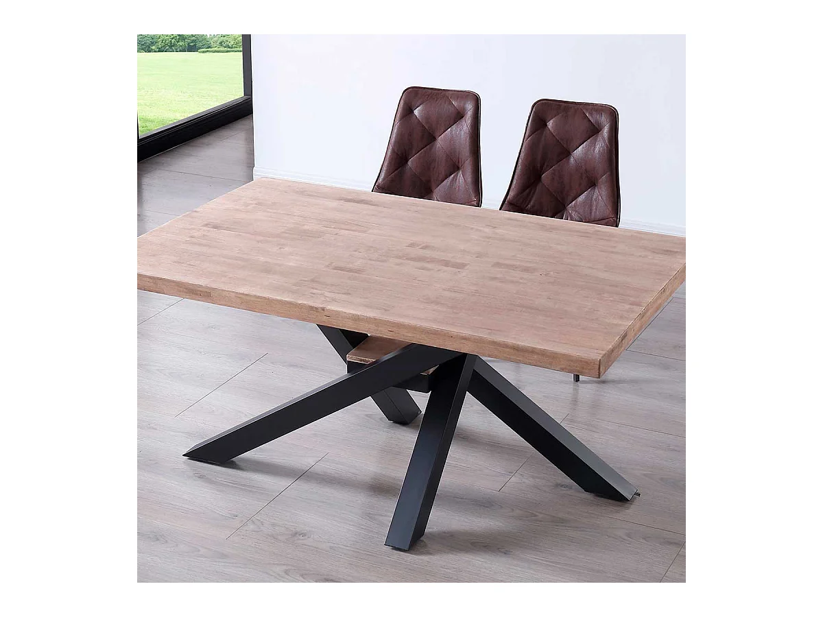 Mesa de comedor Xena patas cruzadas tapa regular roble Honey/negro 76x160x100 cm Adec