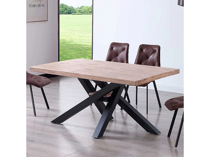 Mesa de comedor Xena patas cruzadas tapa regular roble Honey/negro 76x160x100 cm Adec