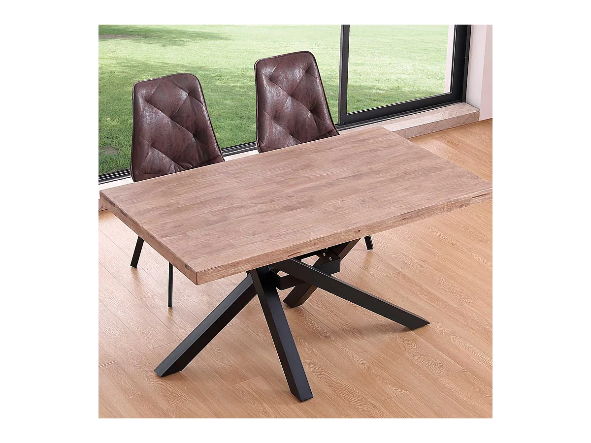 Mesa de comedor Xena patas cruzadas forma rectangular roble Honey/negro 76x140x80 cm Adec