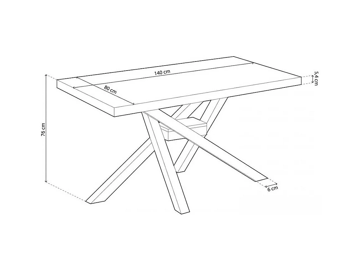 Mesa de comedor Xena patas cruzadas forma rectangular roble Honey/negro 76x140x80 cm Adec
