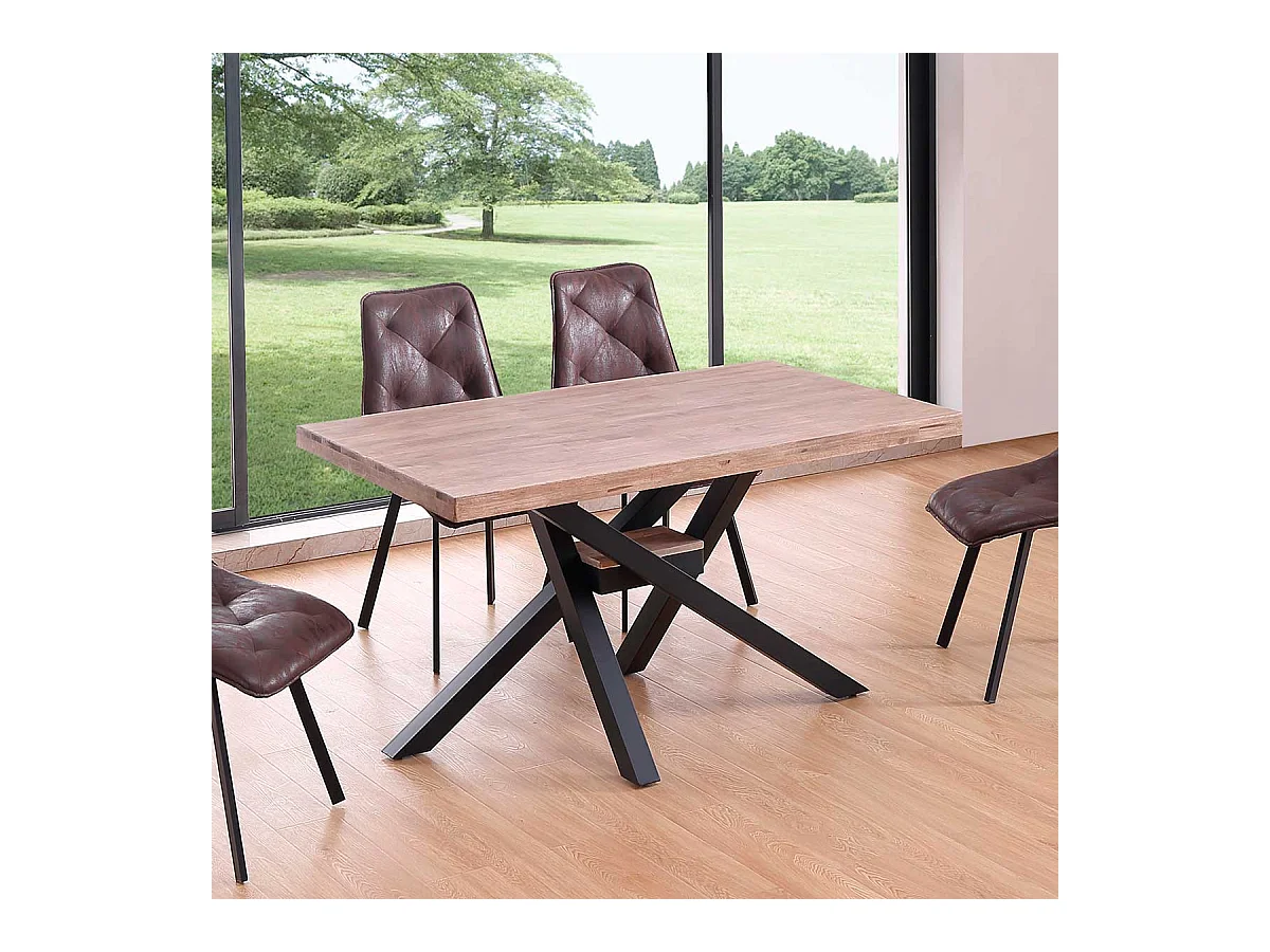 Mesa de comedor Xena patas cruzadas forma rectangular roble Honey/negro 76x140x80 cm Adec