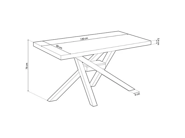 Mesa de comedor Xena patas cruzadas forma rectangular roble Honey/negro 76x140x80 cm Adec