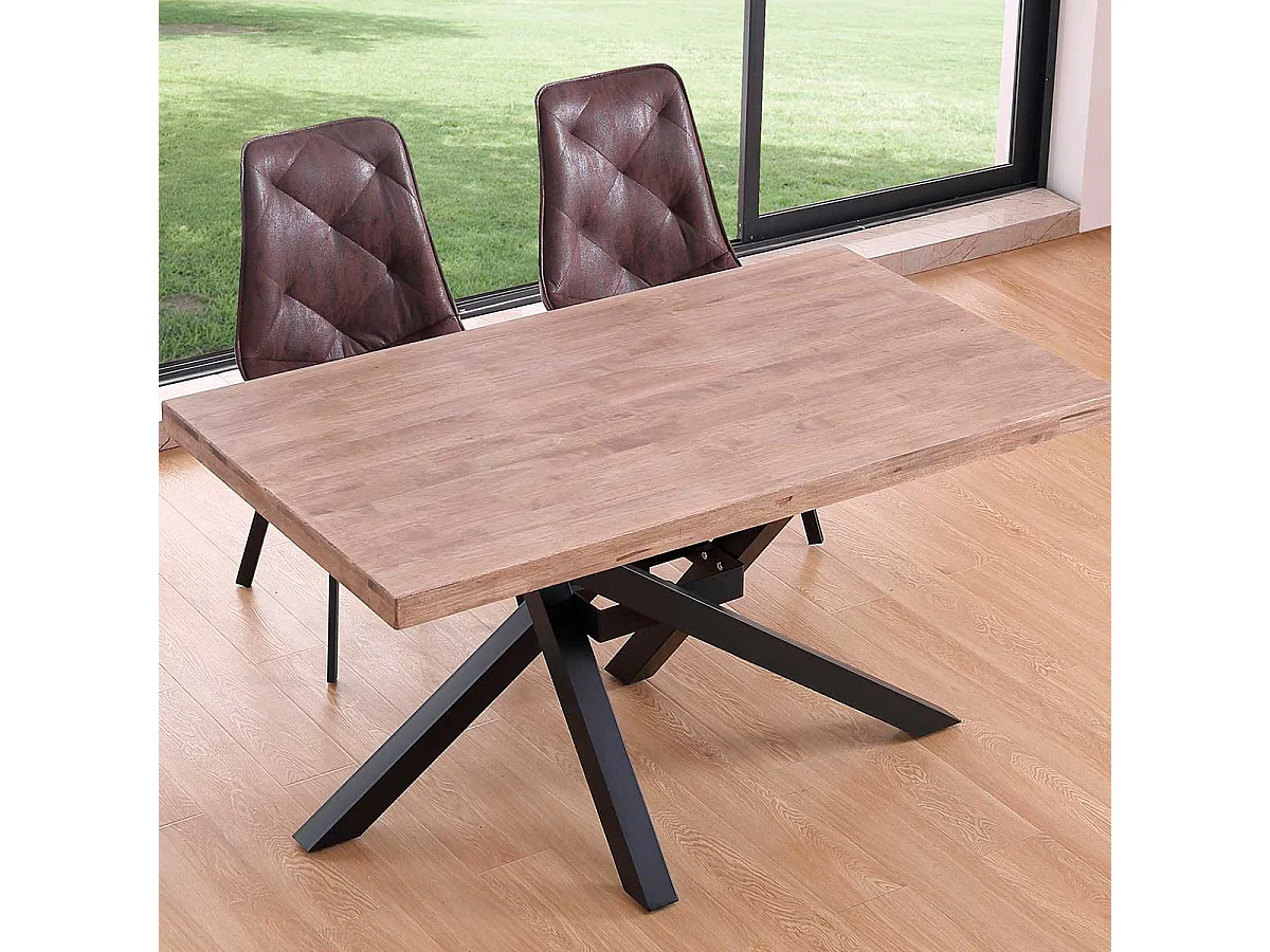 Mesa de comedor Xena patas cruzadas forma rectangular roble Honey/negro 76x140x80 cm Adec