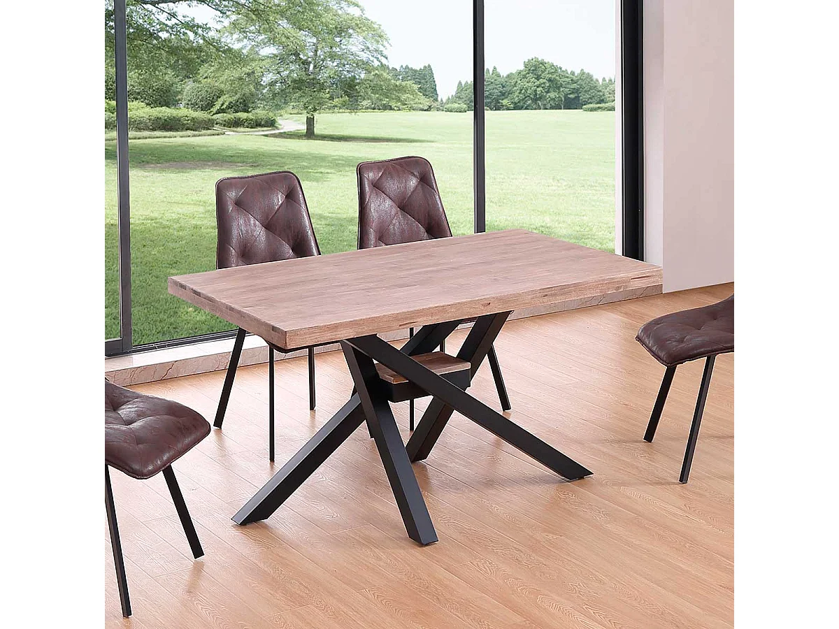 Mesa de comedor Xena patas cruzadas forma rectangular roble Honey/negro 76x140x80 cm Adec