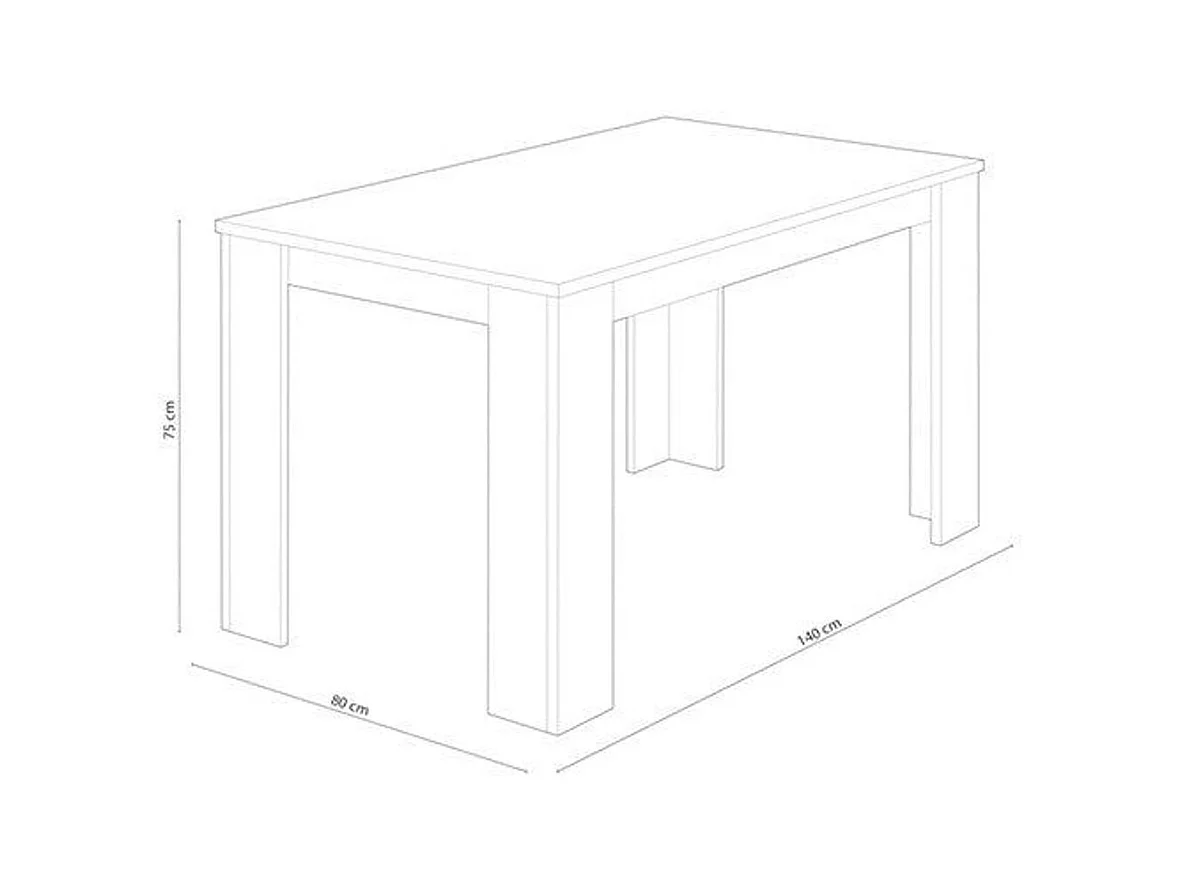 Mesa de comedor Berta fija andersen/gris 75x140x80 cm