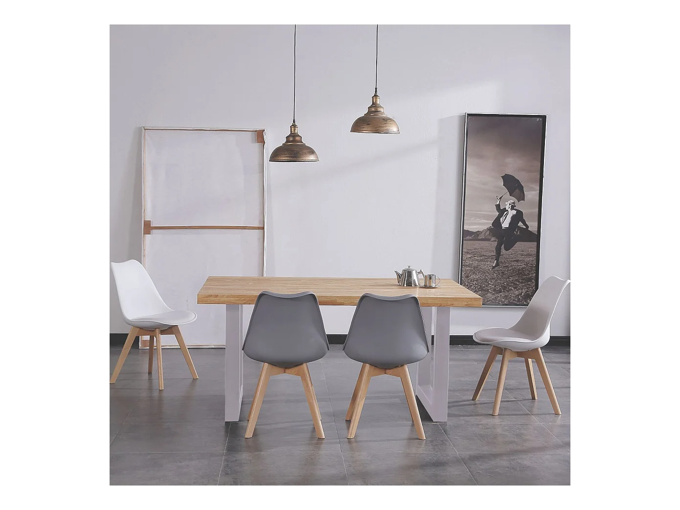 Mesa de comedor Loft fija roble Nordish/blanco 100x160x75 cm Adec