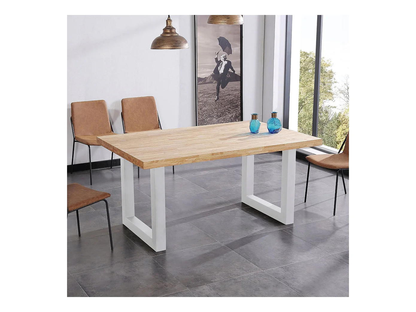 Mesa de comedor Loft fija roble Nordish/blanco 100x160x75 cm Adec