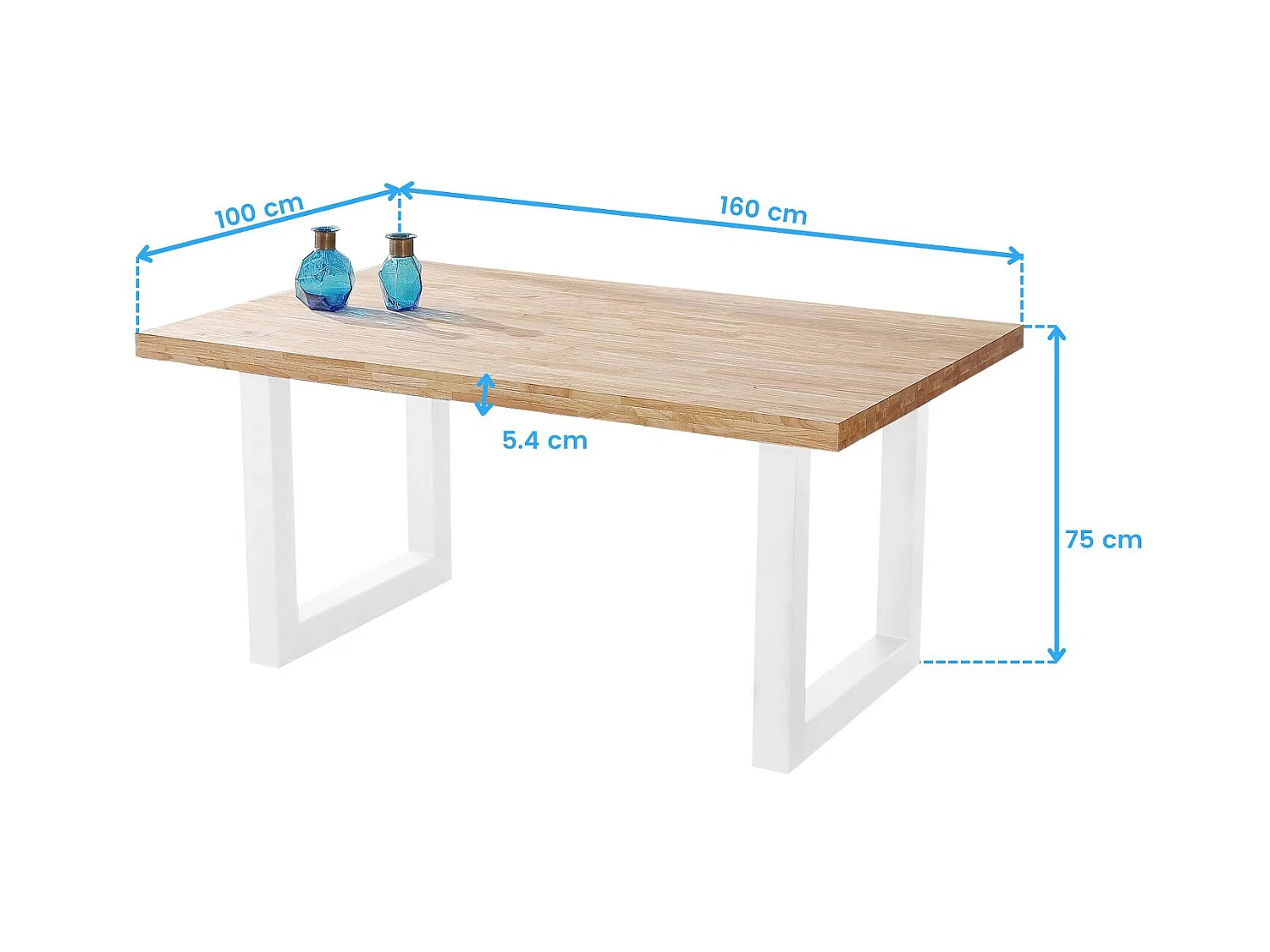 Mesa de comedor Loft fija roble Nordish/blanco 100x160x75 cm Adec