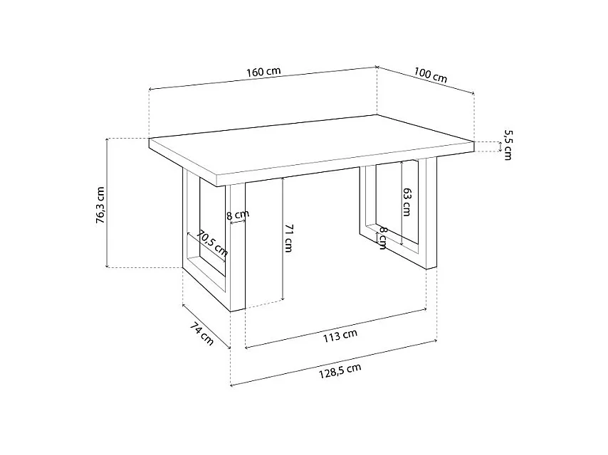 Mesa de comedor Loft fija roble Nordish/blanco 100x160x75 cm Adec