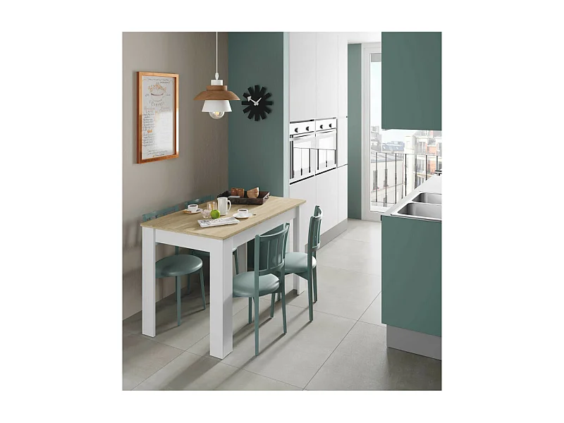 Table à manger LILIAN L109 x P67cm - Blanc et Bois