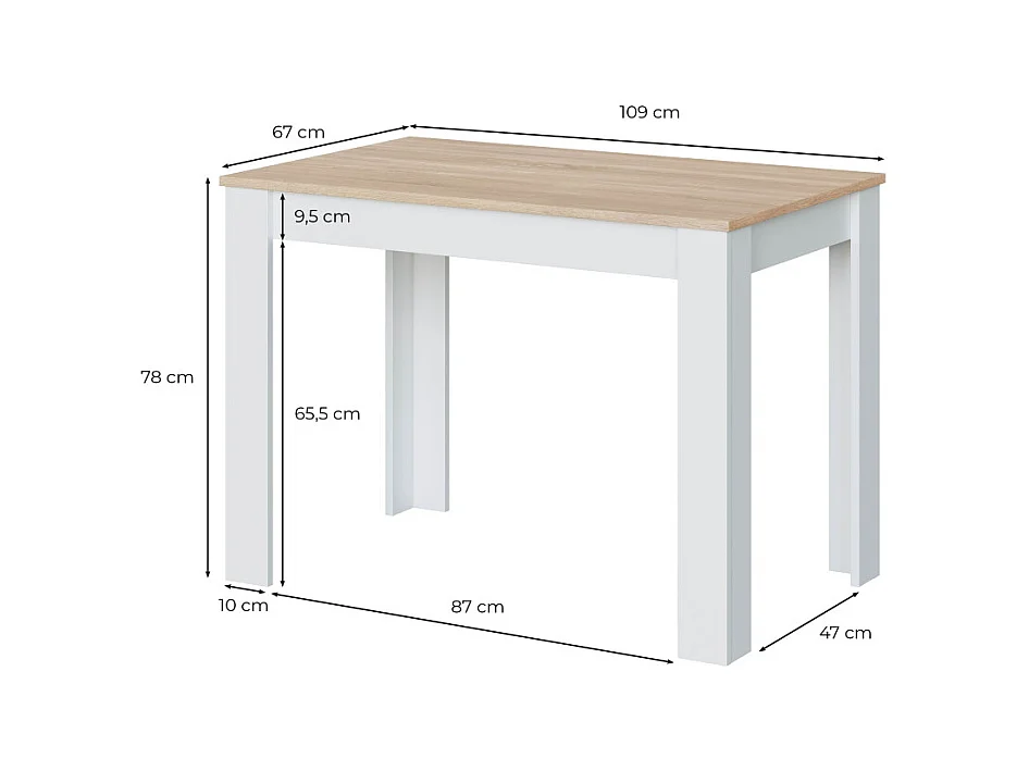 Mesa Fija Cocina Cloe Auxiliar Roble/Blanco 78x109x67 cm