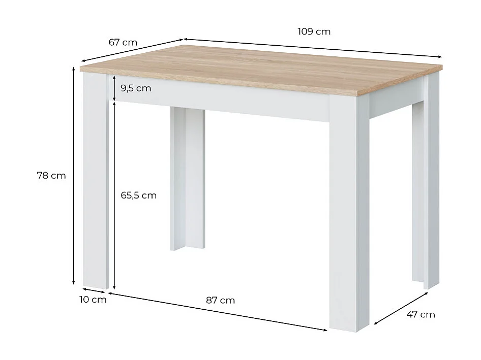 Mesa Fija Cocina Cloe Auxiliar Roble/Blanco 78x109x67 cm