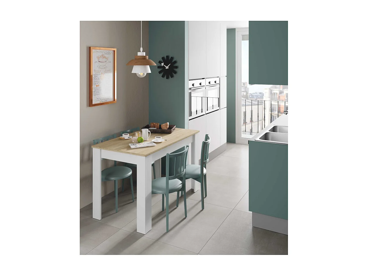 Tavolo da pranzo LILIAN Bianco Legno Scandinavo 4 Posti 109x67cm