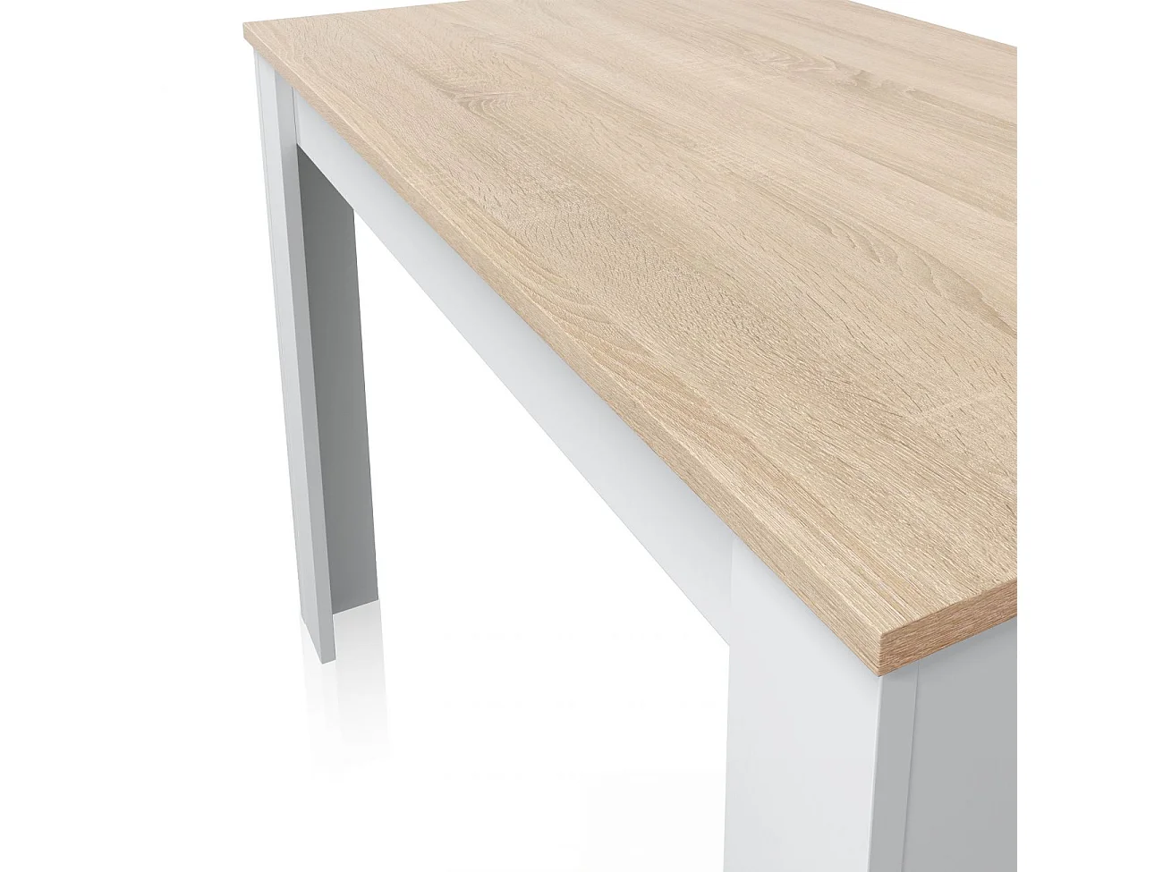 Mesa de comedor Cloe Blanco Artik (Blanco Mate) - Roble Canadian