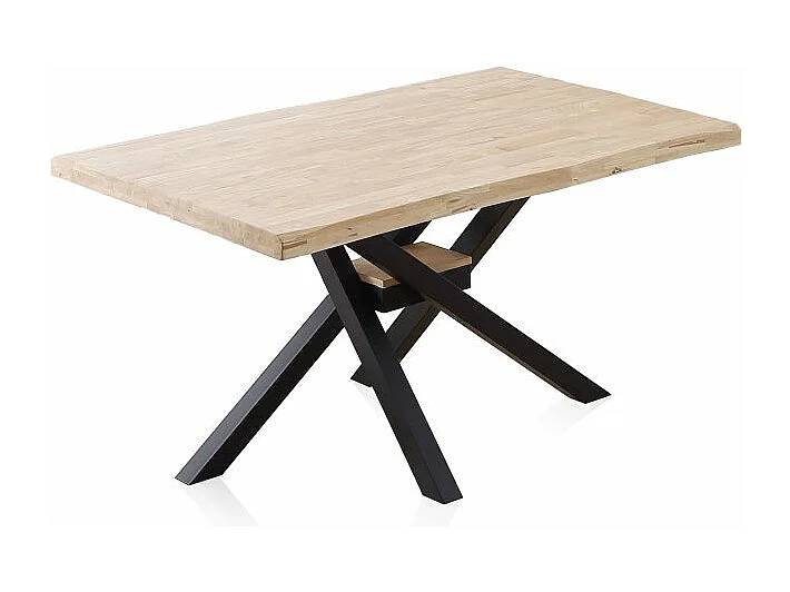 Mesa de comedor Xena forma patas cruzadas tapa irregular roble Nordish/negro 76x150x90 cm Adec