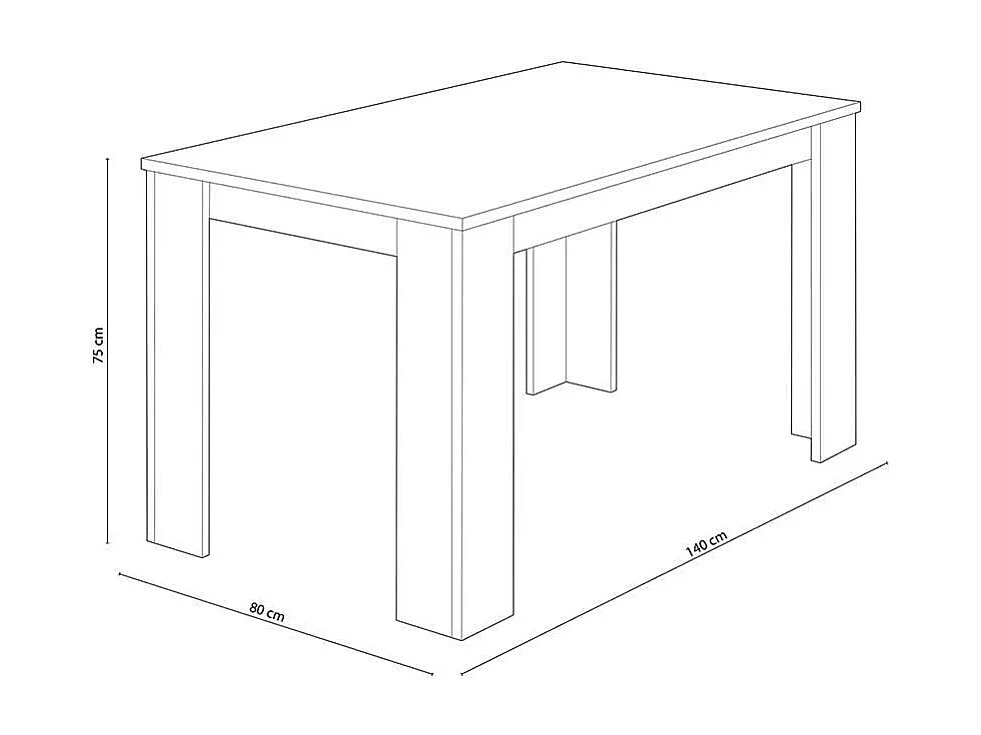 Mesa de comedor Berta fija blanco 75x140x80 cm