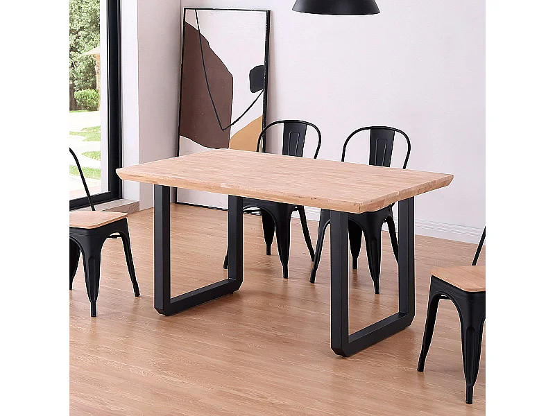 Mesa de comedor Roma diseño nórdico roble Nordish/negro 77x150x90 cm Adec