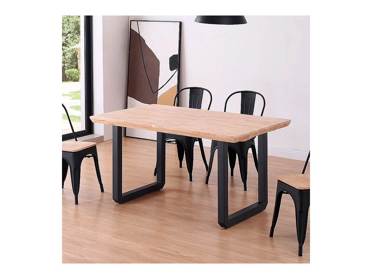 Mesa de comedor Roma diseño nórdico roble Nordish/negro 77x150x90 cm Adec