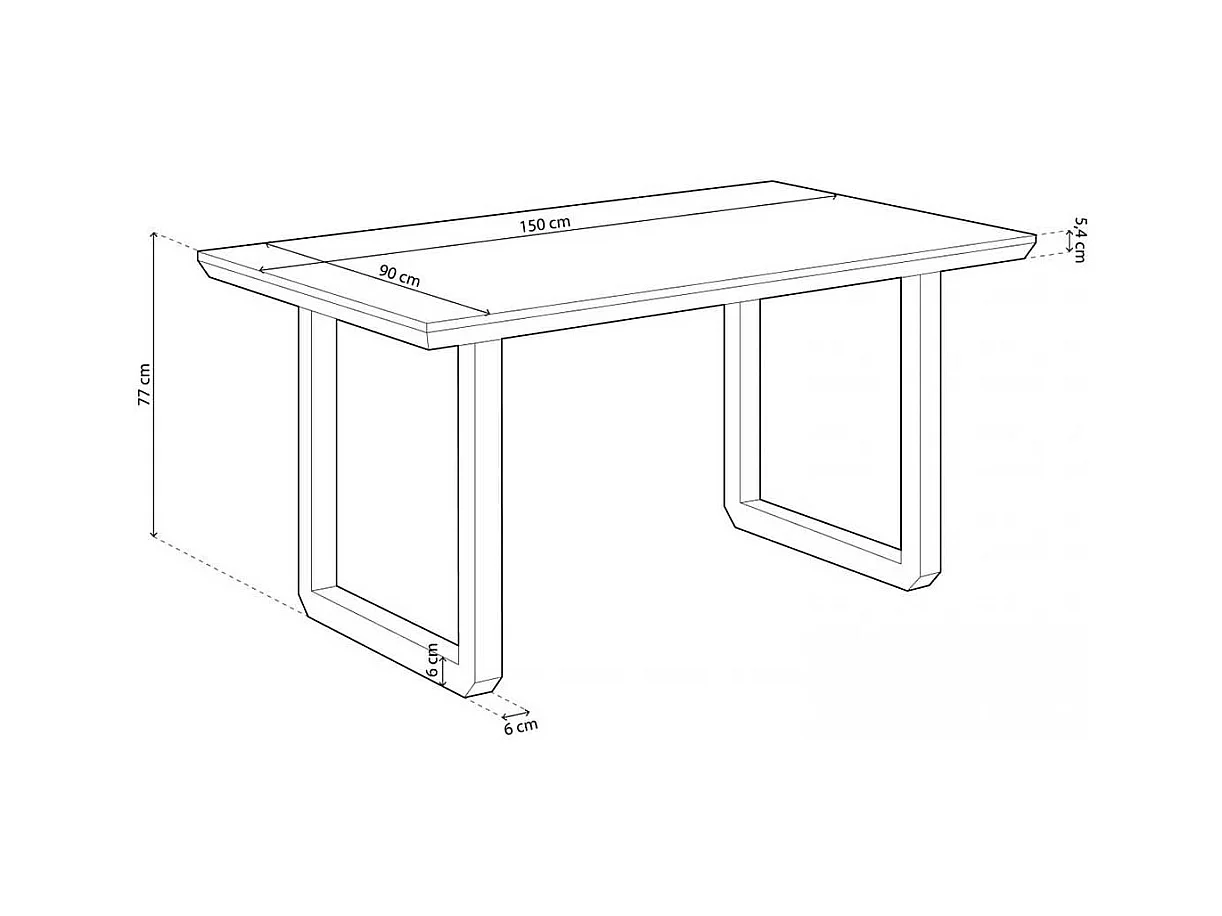 Mesa de comedor Roma diseño nórdico roble Nordish/negro 77x150x90 cm Adec