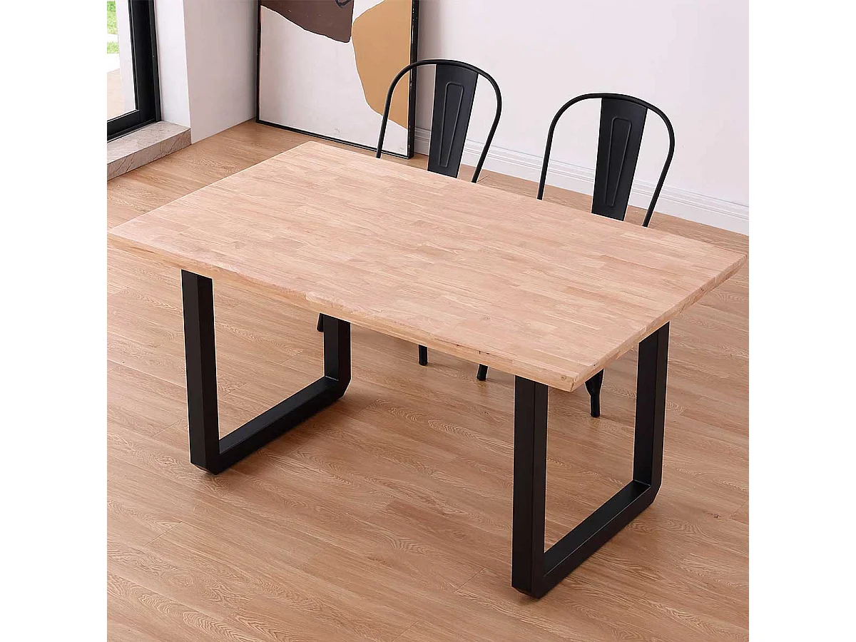 Mesa de comedor Roma diseño nórdico roble Nordish/negro 77x150x90 cm Adec