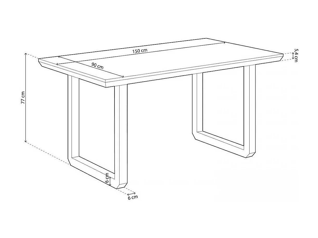 Mesa de comedor Roma diseño nórdico roble Nordish/negro 77x150x90 cm Adec