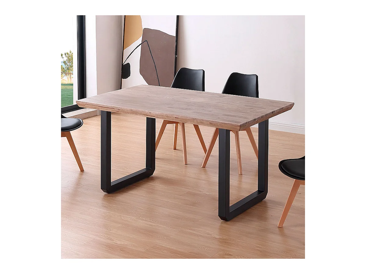 Mesa de comedor Roma diseño nórdico roble Honey/negro 77x150x90 cm Adec
