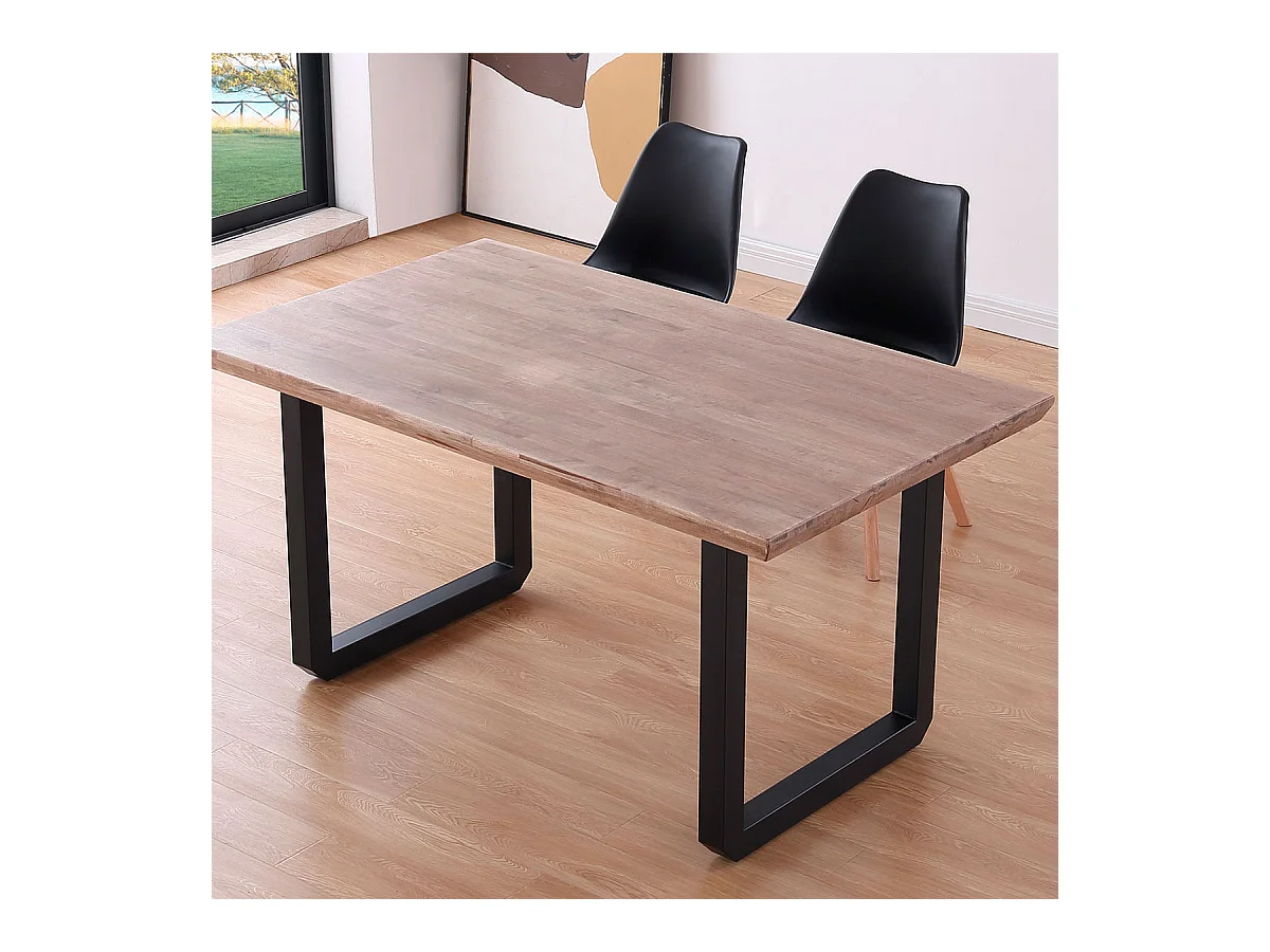 Mesa de comedor Roma diseño nórdico roble Honey/negro 77x150x90 cm Adec