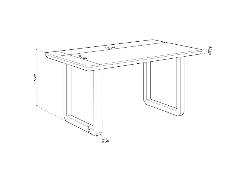 Mesa de comedor Roma diseño nórdico roble Honey/negro 77x150x90 cm Adec