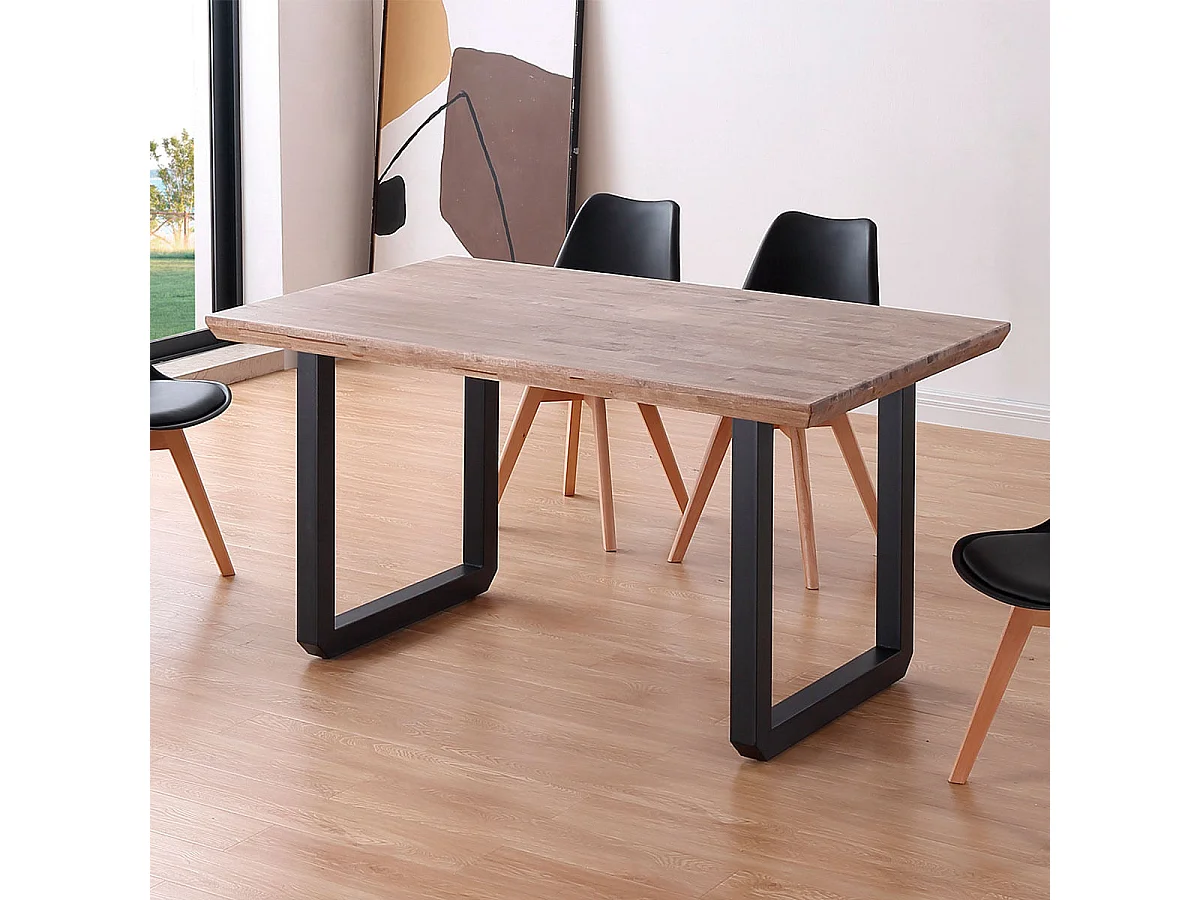 Mesa de comedor Roma diseño nórdico roble Honey/negro 77x150x90 cm Adec