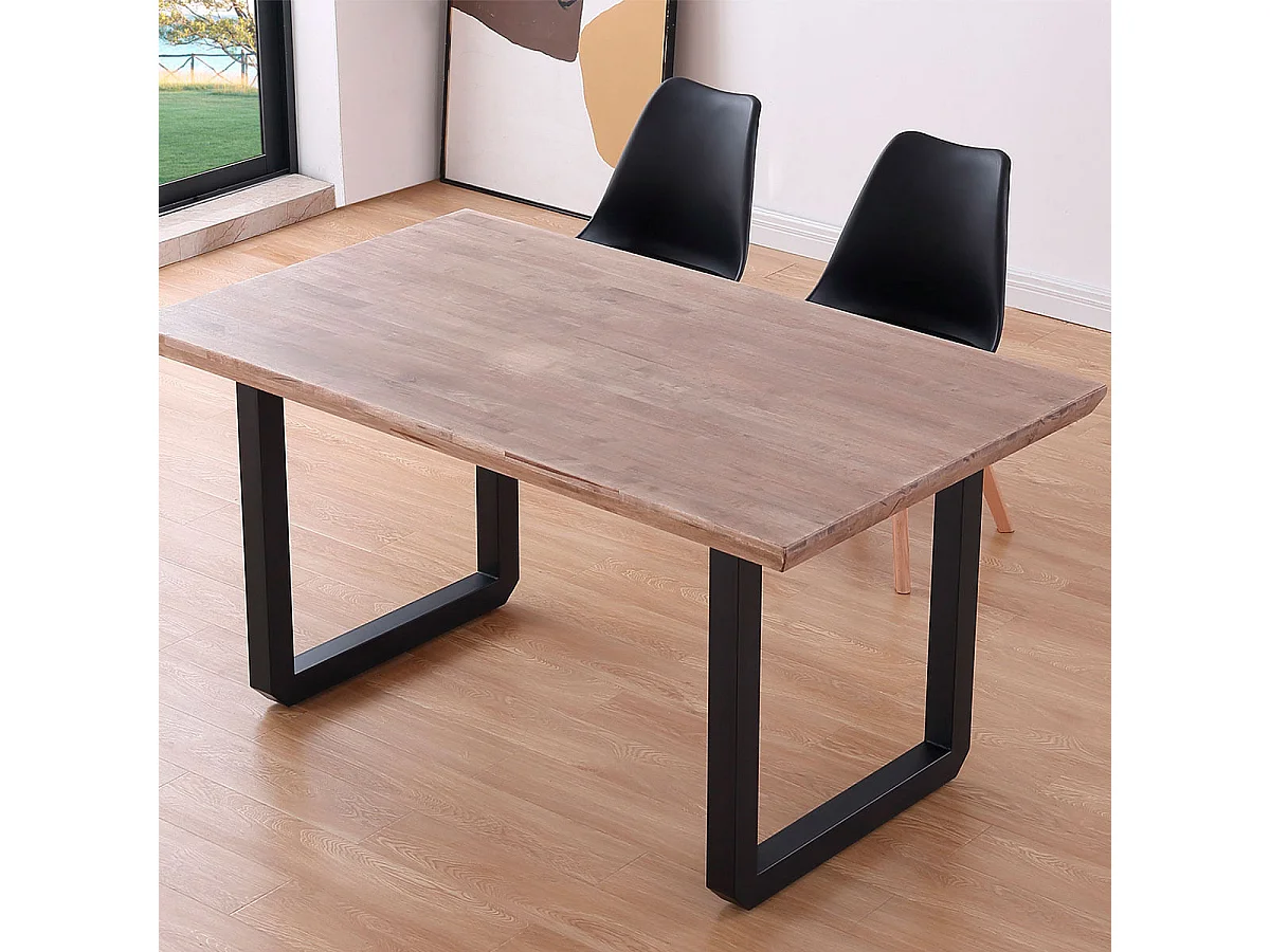 Mesa de comedor Roma diseño nórdico roble Honey/negro 77x150x90 cm Adec