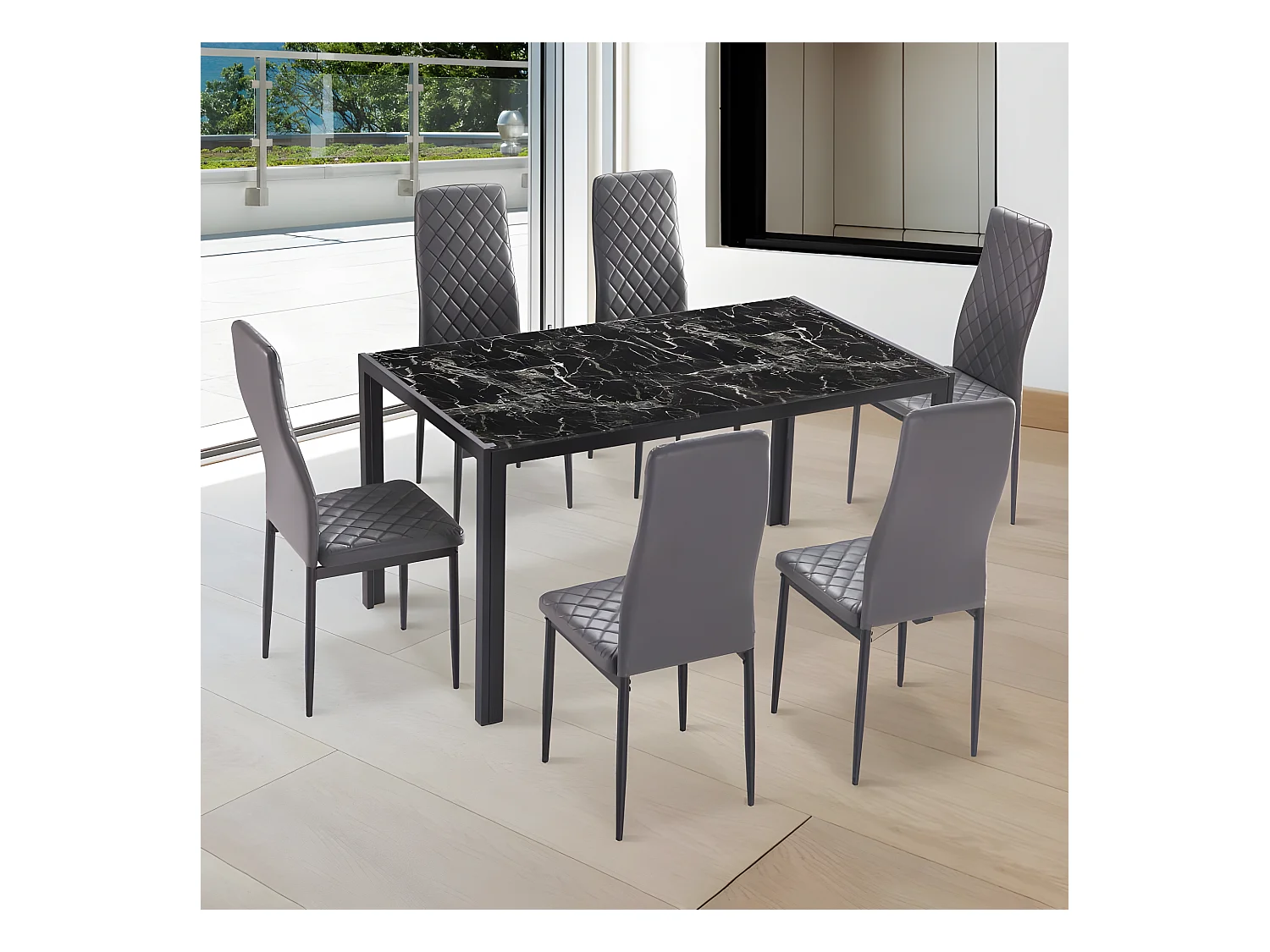 Mesa de comedor Lacey Mármol negro