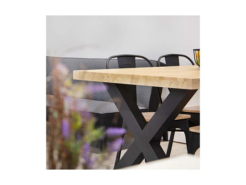 Mesa de comedor X-Loft rectangular diseño nórdico roble Nordish/negro 76x160x90 cm Adec