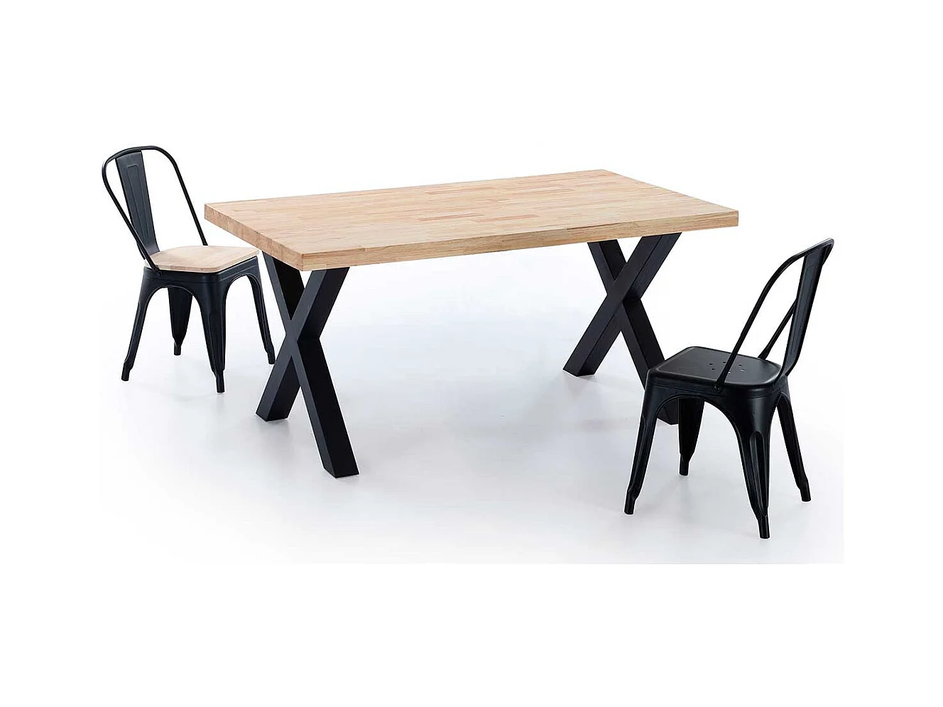 Mesa de comedor X-Loft rectangular diseño nórdico roble Nordish/negro 76x160x90 cm Adec