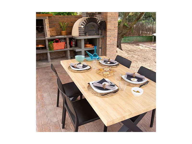 Mesa de comedor X-Loft rectangular diseño nórdico roble Nordish/negro 76x160x90 cm Adec