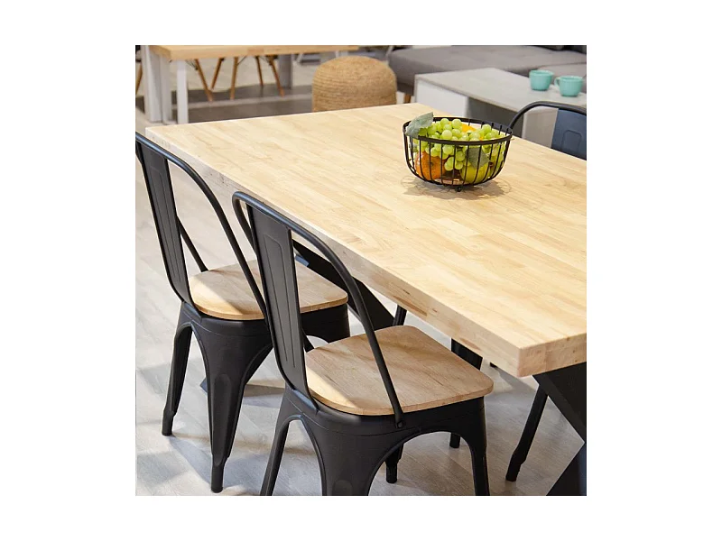 Mesa de comedor X-Loft rectangular diseño nórdico roble Nordish/negro 76x160x90 cm Adec