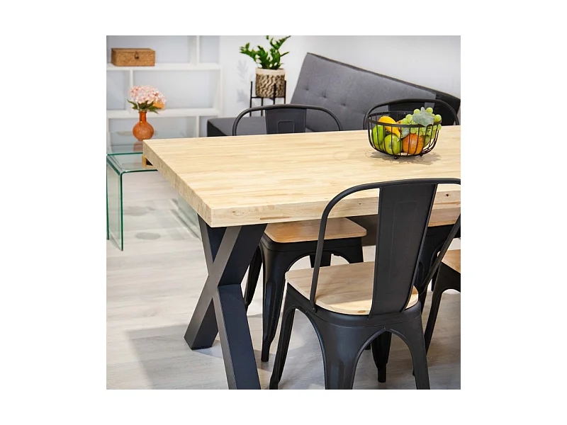 Mesa de comedor X-Loft rectangular diseño nórdico roble Nordish/negro 76x160x90 cm Adec