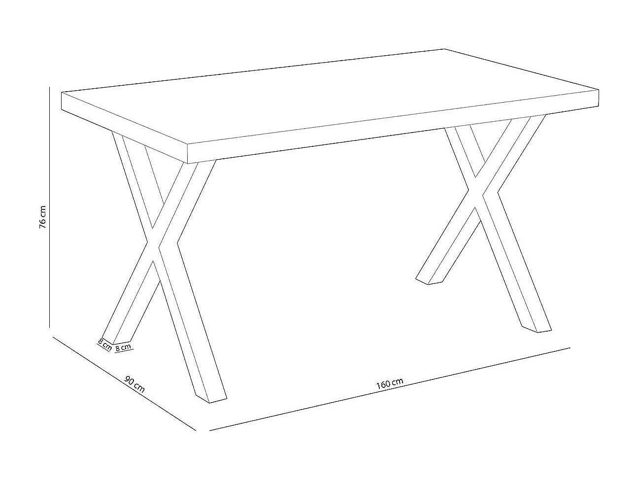 Mesa de comedor X-Loft rectangular diseño nórdico roble Nordish/negro 76x160x90 cm Adec