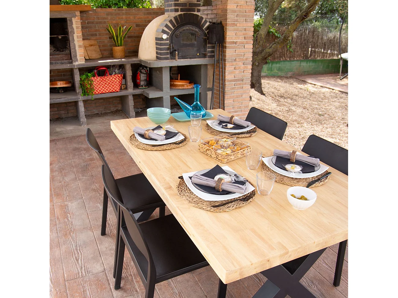 Mesa de jantar X-Loft 160 Carvalho selvagem - Preto