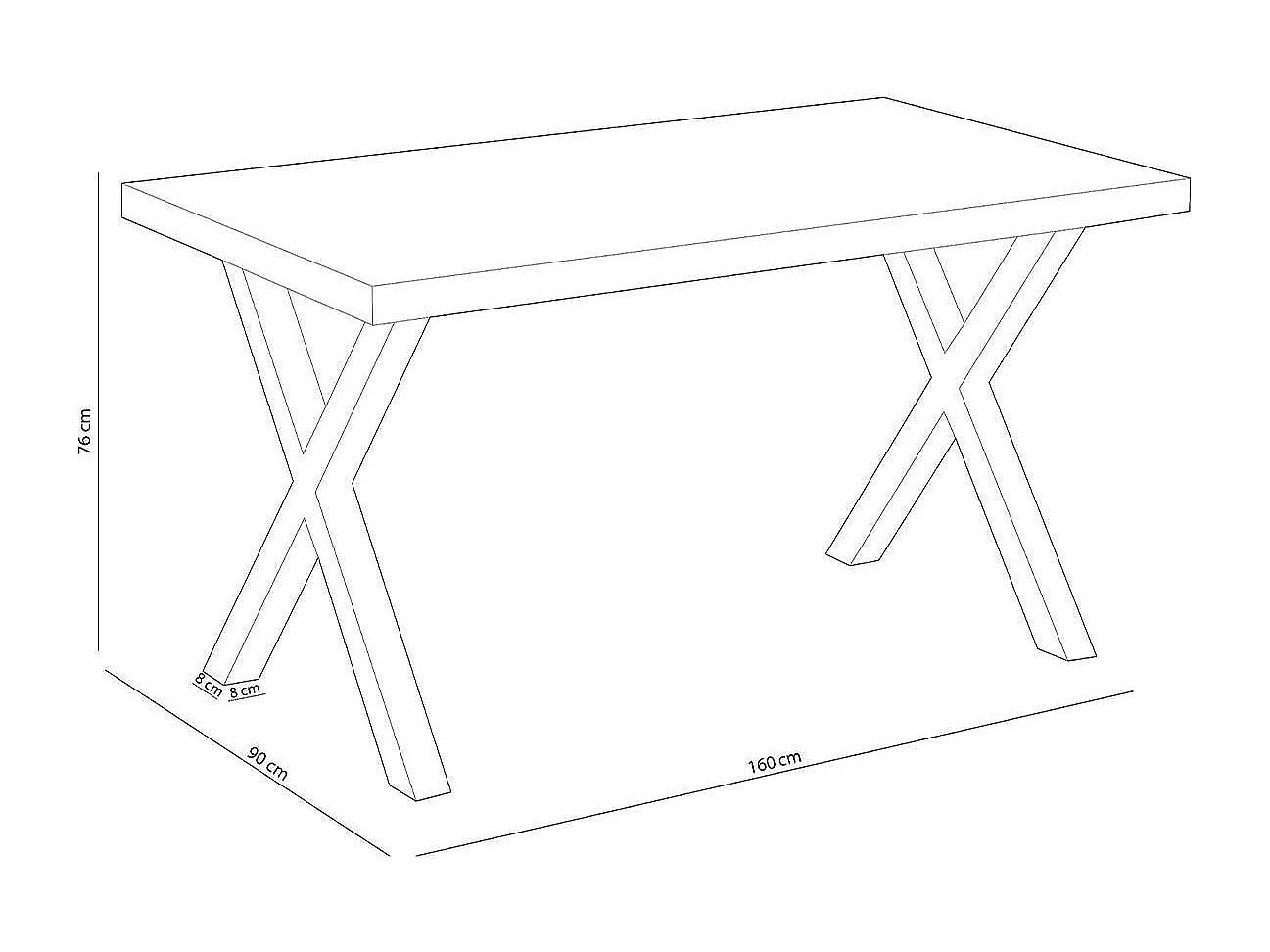 Mesa de jantar X-Loft 160 Carvalho selvagem - Preto