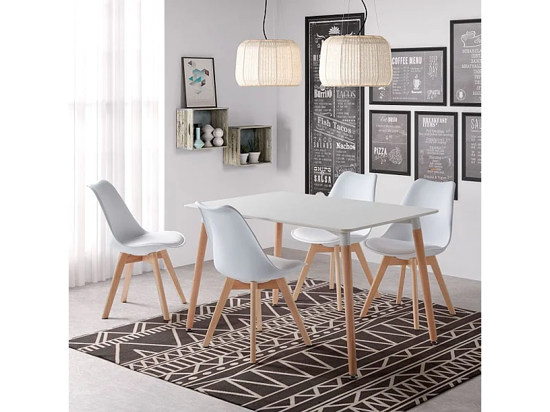 Mesa de comedor Suecia Blanco - Madera de haya