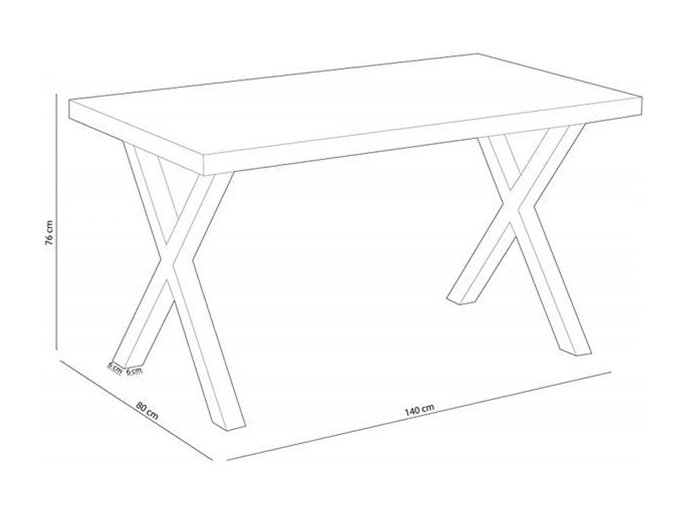 Mesa comedor fija X-Loft roble/negro 76x80x140 cm Adec