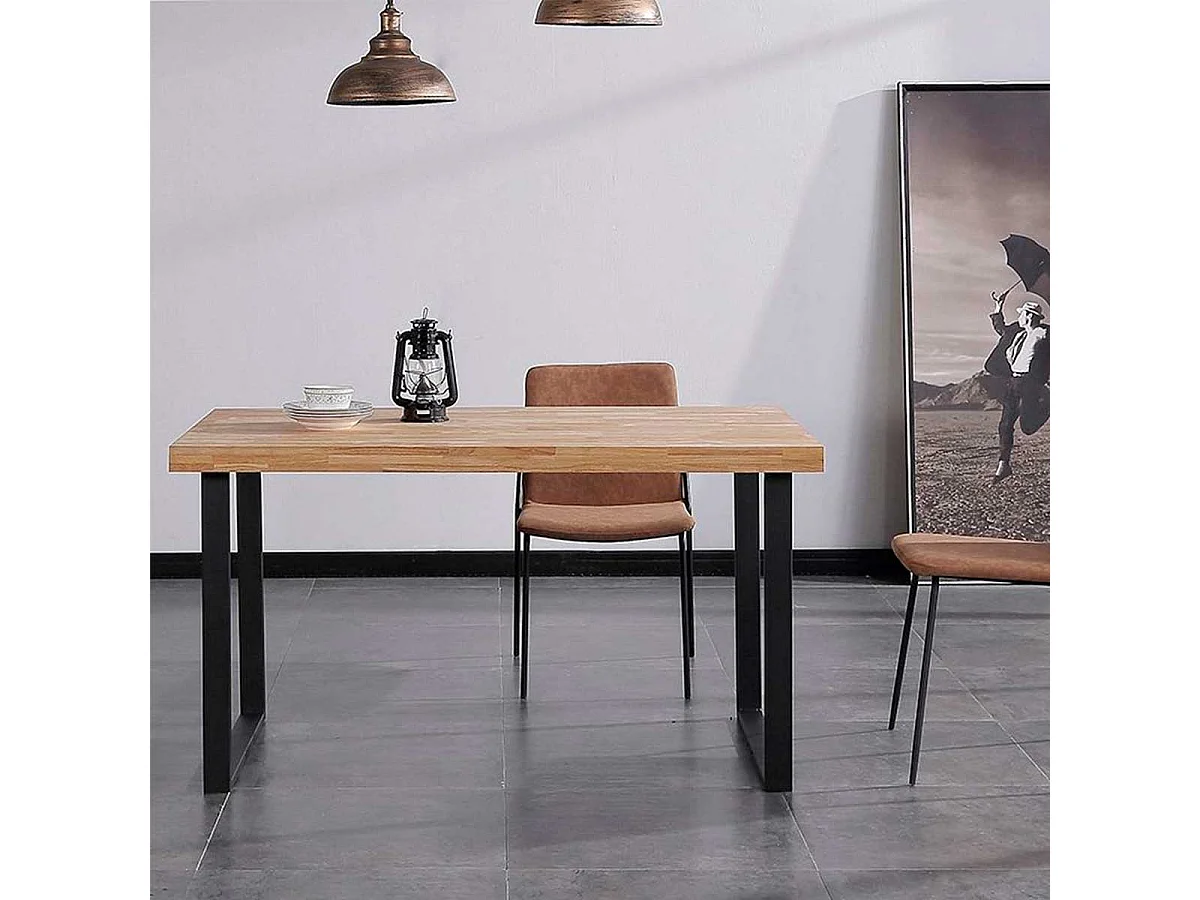 Mesa de jantar Natural Roble salvaje - Negro