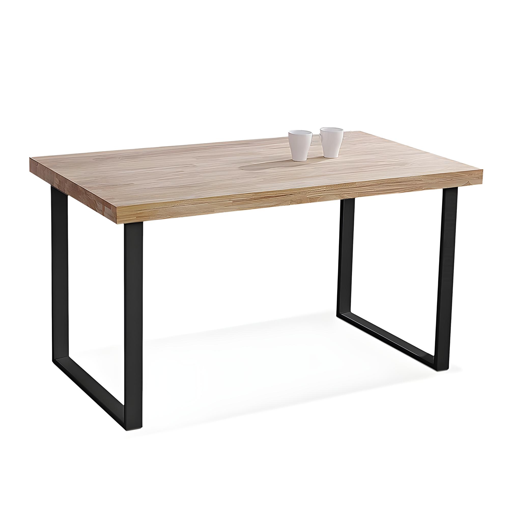 Mesa comedor extensible de roble y metal en natural y negro, 140