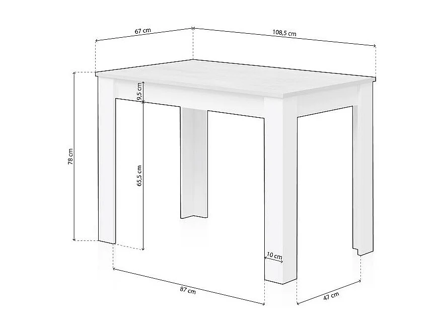 Tavolino Cloe Bianco Artik e Cemento 78 x 109 x 67 cm Moderno e Resistente in Melamina