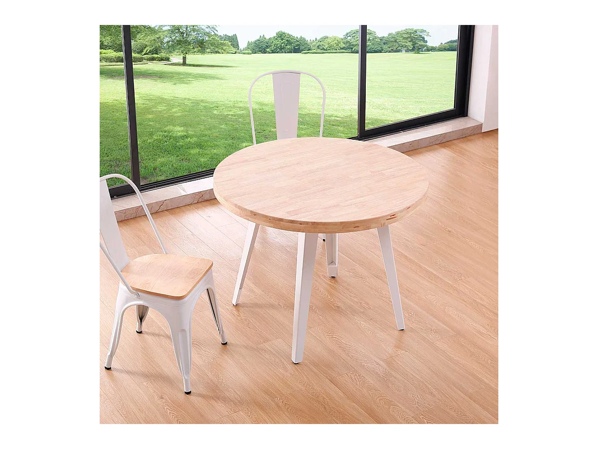 Mesa de comedor Berg diseño fijo roble nordish/blanco Ø100x76 cm Adec