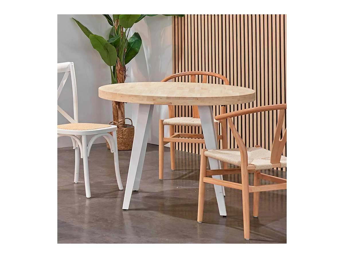 Mesa de comedor Berg diseño fijo roble nordish/blanco Ø100x76 cm Adec