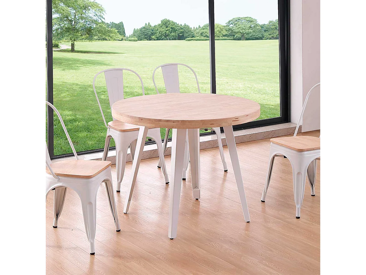 Mesa de comedor Berg diseño fijo roble nordish/blanco Ø100x76 cm Adec