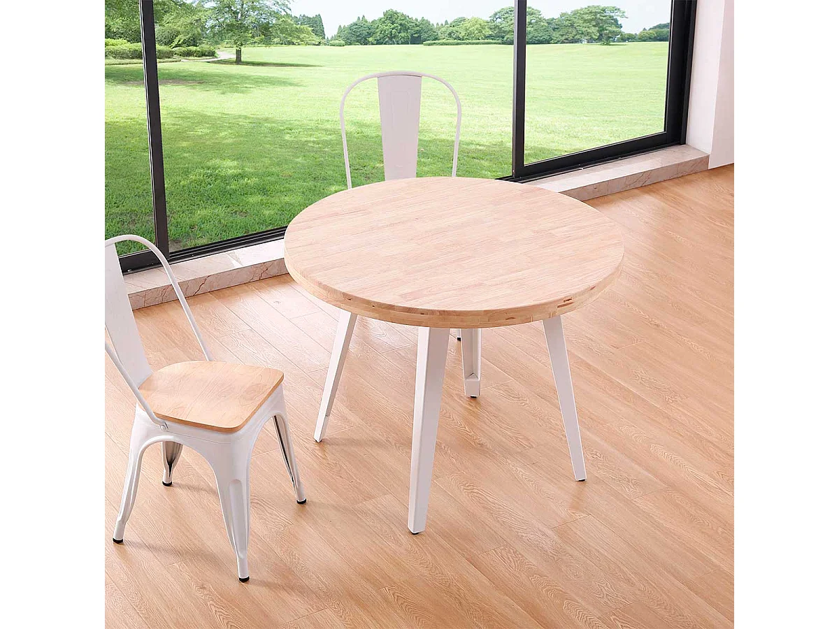 Mesa de comedor Berg diseño fijo roble nordish/blanco Ø100x76 cm Adec