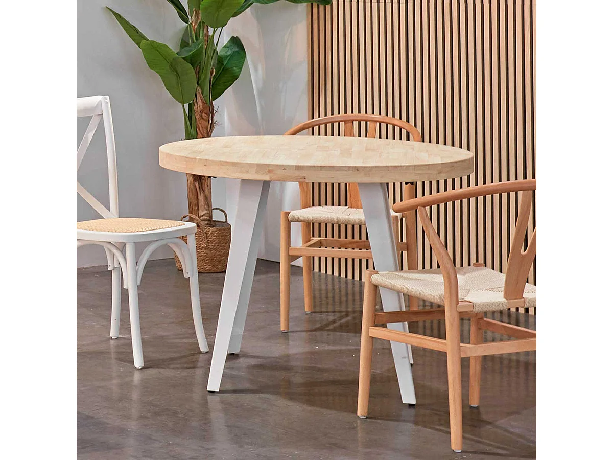 Mesa de comedor Berg diseño fijo roble nordish/blanco Ø100x76 cm Adec