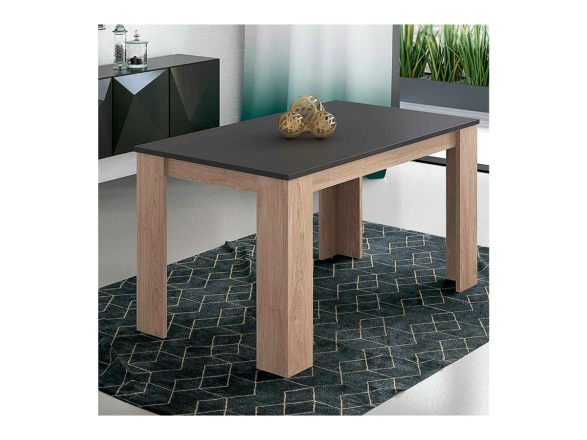 Mesa de comedor Berta fija roble/grafito 75x140x80 cm